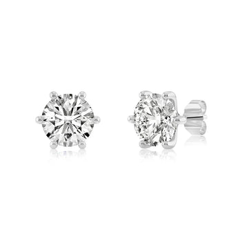 Luminesce Lab Grown 4 Carats Diamond Stud Earrings in Sterling Silver