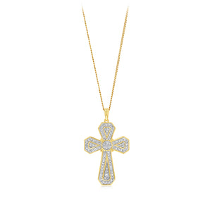 Luminesce Lab Grown 1/2 Carat Diamond Cross Pendant in Gold Plated Sterling Silver