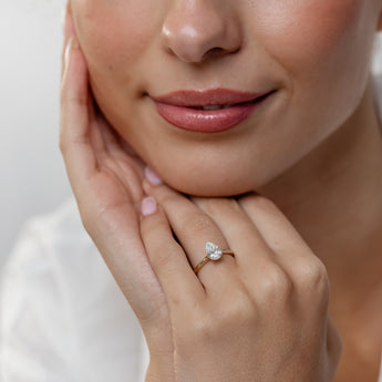 Luminesce Lab Grown 1 Carat Diamond Pear Solitaire Ring in 9ct Yellow and White Gold
