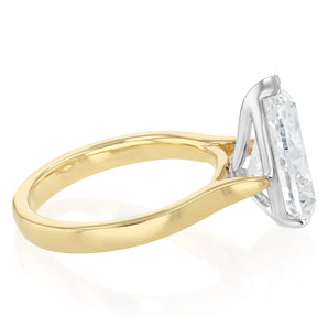 Luminesce Lab Grown 4 Carat Diamond Pear Solitaire Ring in 9ct Yellow and White Gold
