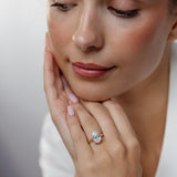 Luminesce Lab Grown 4 Carat Diamond Pear Solitaire Ring in 9ct Yellow and White Gold