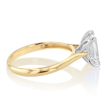 Luminesce Lab Grown 2 Carats Emerald Diamond Solitaire Ring in 9ct Yellow Gold
