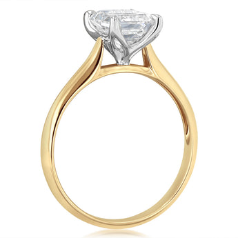 Luminesce Lab Grown 2 Carats Emerald Diamond Solitaire Ring in 9ct Yellow Gold