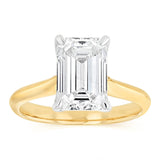 Luminesce Lab Grown 3 Carats Emerald Diamond Solitaire Ring in 9ct Yellow Gold