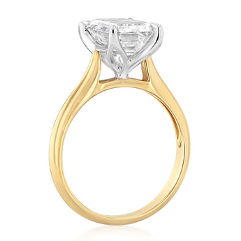 Luminesce Lab Grown 3 Carats Emerald Diamond Solitaire Ring in 9ct Yellow Gold