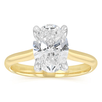 Luminesce Lab Grown 2 Carats Oval Diamond Solitaire Ring in 9ct Yellow Gold
