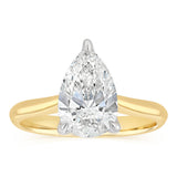 Luminesce Lab Grown 2 Carats Pear Diamond Solitaire Ring in 9ct Yellow Gold