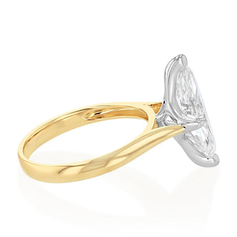 Luminesce Lab Grown 3 Carats Marquise Diamond Solitaire Ring in 9ct Yellow Gold