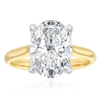 Luminesce Lab Grown 4 Carats Oval Diamond Solitaire Ring in 9ct Yellow Gold