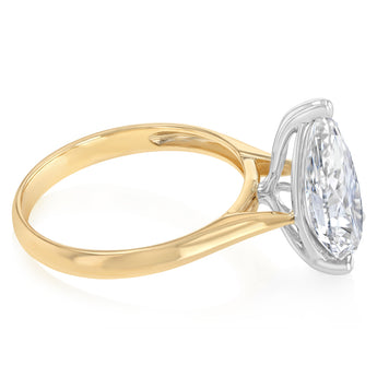 Luminesce Lab Grown 4 Carats Pear Diamond Solitaire Ring in 9ct Yellow Gold