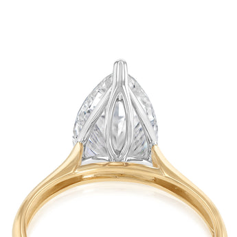Luminesce Lab Grown 4 Carats Pear Diamond Solitaire Ring in 9ct Yellow Gold