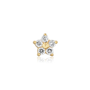 Luminesce Lab Grown 5 Diamond Flower Single Flatback Earring in 9ct Yellow Gold