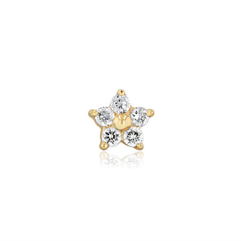 Luminesce Lab Grown 5 Diamond Flower Single Flatback Earring in 9ct Yellow Gold