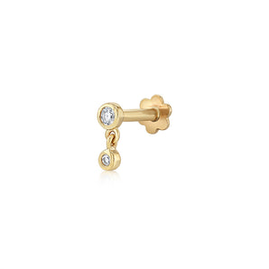 Luminesce Lab Grown 2 Diamond Drop Single Flatback Earring in 9ct Yellow Gold