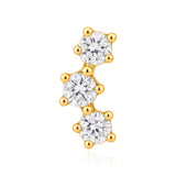 Luminesce Lab Grown  3 Diamond Single Flatback Stud Earring in 9ct Yellow Gold