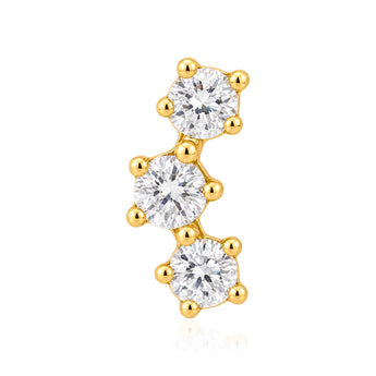 Luminesce Lab Grown  3 Diamond Single Flatback Stud Earring in 9ct Yellow Gold