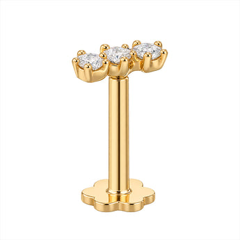 Luminesce Lab Grown  3 Diamond Single Flatback Stud Earring in 9ct Yellow Gold