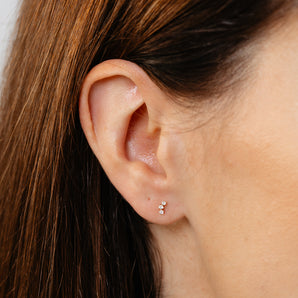 Luminesce Lab Grown  3 Diamond Single Flatback Stud Earring in 9ct Yellow Gold