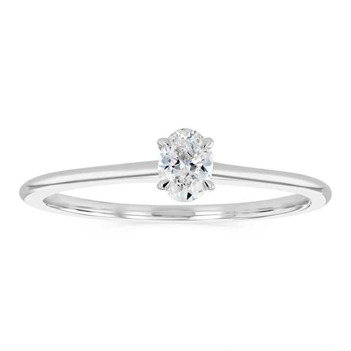 Luminesce Lab Grown 1/4 Carat Diamond Solitaire Oval Ring in Sterling Silver