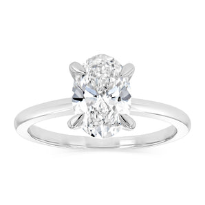 Luminesce Lab Grown 2 Carat Diamond Solitaire Oval Ring in Sterling Silver