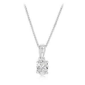 Luminesce Lab Grown 1/2 Carat Diamond Solitaire Oval Pendant on Chain in Sterling Silver