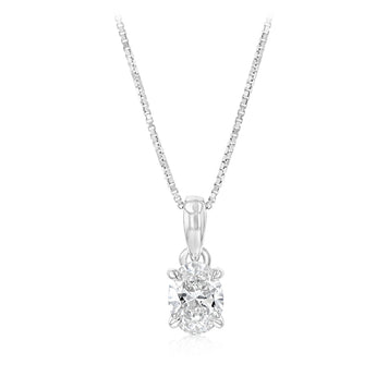 Luminesce Lab Grown 3/4 Carat Diamond Solitaire Oval Pendant on Chain in Sterling Silver