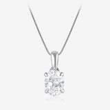 Luminesce Lab Grown 2 Carat Diamond Solitaire Oval Pendant on Chain in Sterling Silver