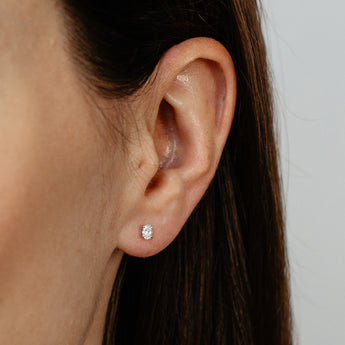 Luminesce Lab Grown 1/4 Carat Diamond Solitaire Oval Earrings in Sterling Silver