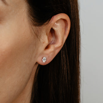Luminesce Lab Grown 3/4 Carat Diamond Solitaire Oval Earrings in Sterling Silver
