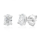 Luminesce Lab Grown 1 Carat Diamond Solitaire Oval Earrings in Sterling Silver