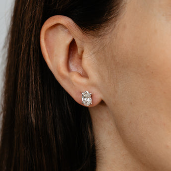 Luminesce Lab Grown 3 Carat Diamond Solitaire Oval Earrings in Sterling Silver