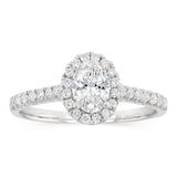 Luminesce Lab Grown 1 Carat Halo Oval Brilliant Cut Ring in 9ct White Gold