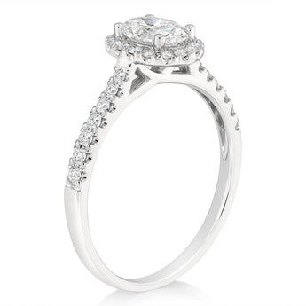 Luminesce Lab Grown 1 Carat Halo Oval Brilliant Cut Ring in 9ct White Gold