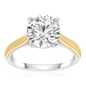 Luminesce Lab Grown 2 Carat Diamond Solitaire Ring in 9ct Yellow Gold and Sterling Silver