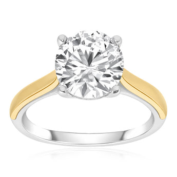 Luminesce Lab Grown 2 Carat Diamond Solitaire Ring in 9ct Yellow Gold and Sterling Silver
