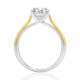 Luminesce Lab Grown 2 Carat Diamond Solitaire Ring in 9ct Yellow Gold and Sterling Silver
