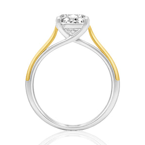 Luminesce Lab Grown 2 Carat Diamond Solitaire Ring in 9ct Yellow Gold and Sterling Silver