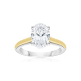 Luminesce Lab Grown 2 Carat Diamond Oval Solitaire Ring in 9ct Yellow God and Sterling Silver