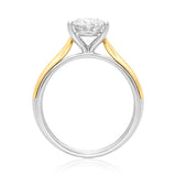 Luminesce Lab Grown 2 Carat Diamond Oval Solitaire Ring in 9ct Yellow God and Sterling Silver