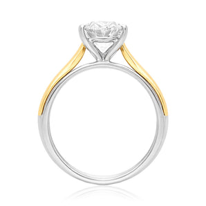 Luminesce Lab Grown 2 Carat Diamond Oval Solitaire Ring in 9ct Yellow God and Sterling Silver