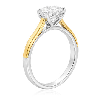 Luminesce Lab Grown 2 Carat Diamond Oval Solitaire Ring in 9ct Yellow God and Sterling Silver