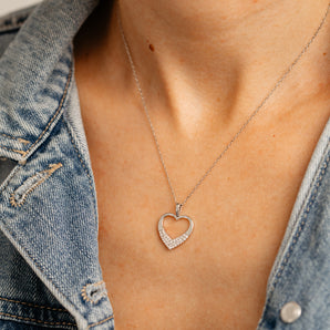 Luminesce Lab Grown 1/5 Carat Diamond Heart Pendant on Chain in Sterling Silver