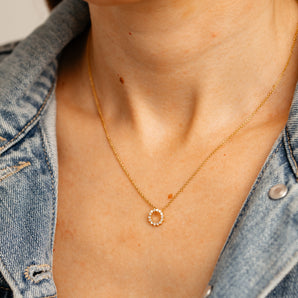 Luminesce Lab Grown 1/6 Carat Diamond Circle Pendant on Chain in Gold Plated Sterling Silver