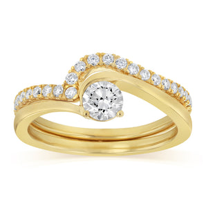 Luminesce Lab Grown 1/2 Carat Diamond Bridal Set Ring in 9ct Yellow Gold