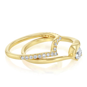 Luminesce Lab Grown 1/2 Carat Diamond Bridal Set Ring in 9ct Yellow Gold