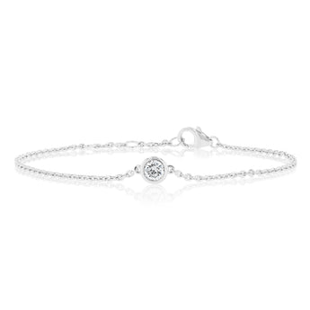 Luminesce Lab Grown 1/4 Carat Diamond Bezel Adjustable Bracelet in Sterling Silver
