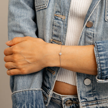 Luminesce Lab Grown 1/4 Carat Diamond Bezel Adjustable Bracelet in Sterling Silver