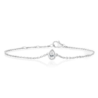 Luminesce Lab Grown 1/4 Carat Diamond Pear Bezel Adjustable Bracelet in Sterling Silver