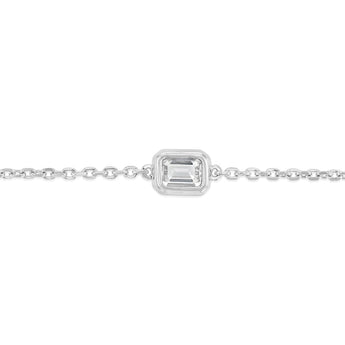 Luminesce Lab Grown 1/2 Carat Diamond Emerald Bezel Adjustable Bracelet in Sterling Silver