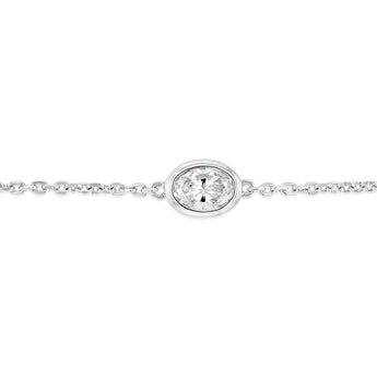 Luminesce Lab Grown 1/2 Carat Diamond Oval Bezel Adjustable Bracelet in Sterling Silver